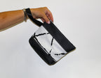Piece by Piece Wristlet | Upcycled Auto Leather & Fabric | One of a Kind | Black & White