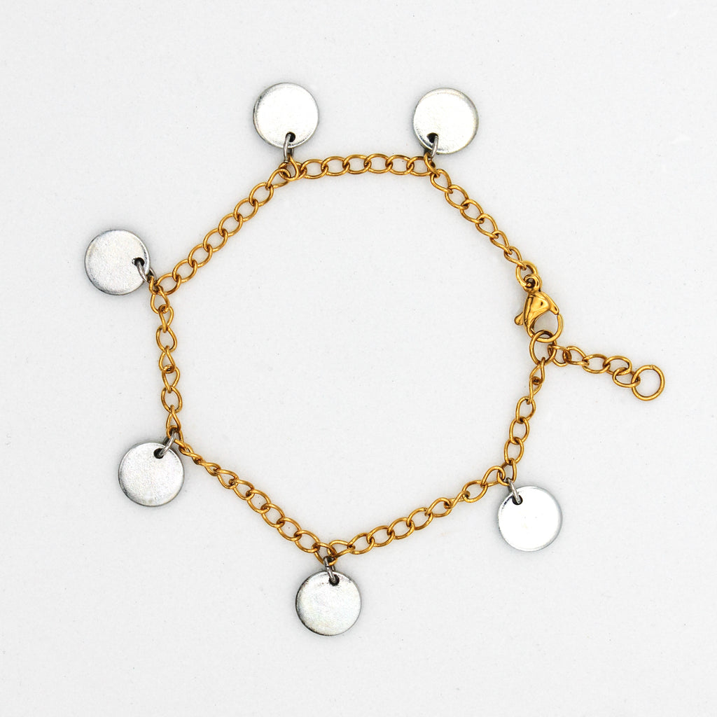 Worthy Charm Bracelet | Repurposed Steel Auto Parts | Adjustable 18K Gold Plated Chain