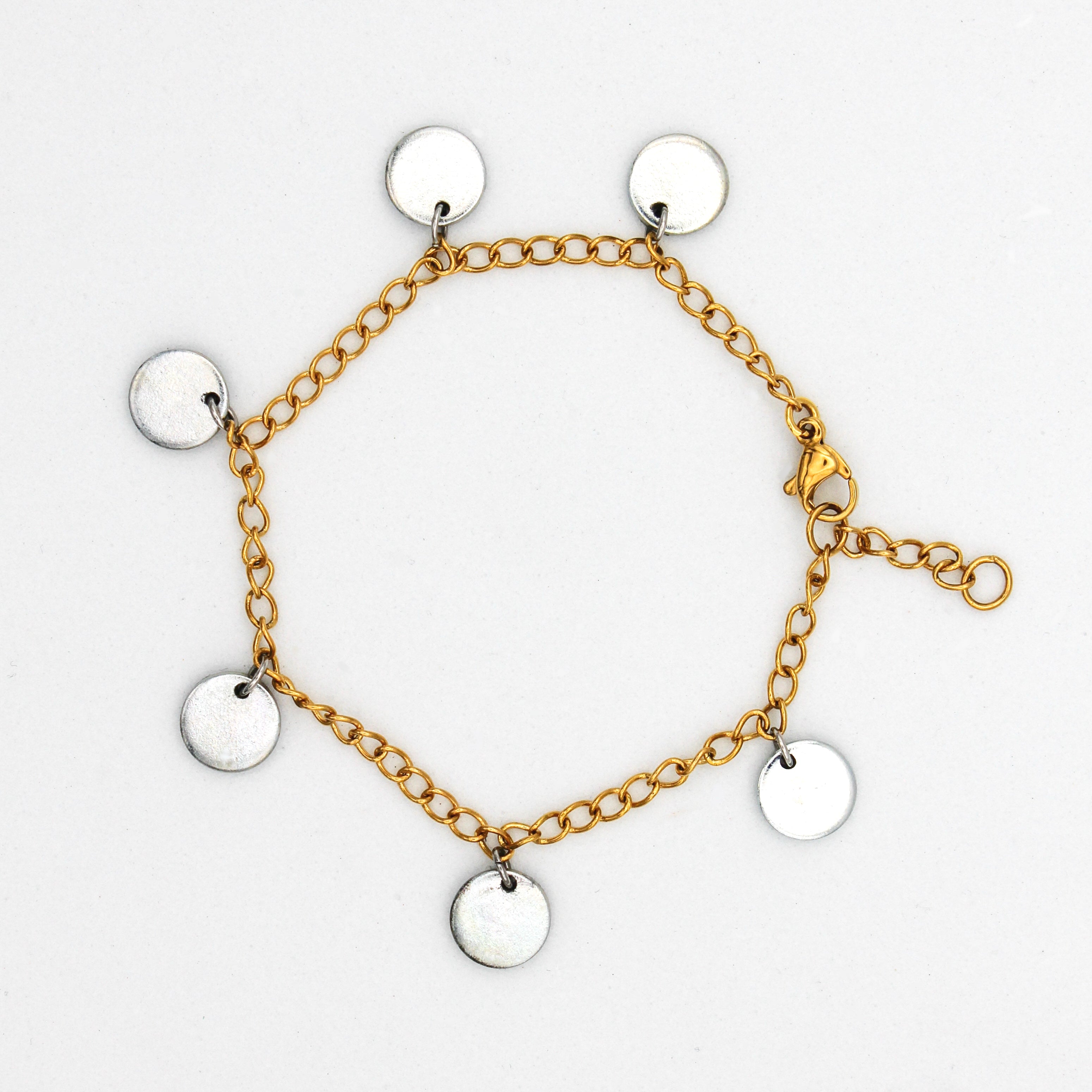 Worthy Charm Bracelet | Repurposed Steel Auto Parts | Adjustable 18K Gold Plated Chain
