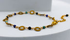 Renewed Radiance Gemstone Bracelet | Repurposed Brass Automotive Parts | Adjustable Gold Plated Chain