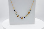 Renewed Radiance Gemstone Necklace | Repurposed Brass Auto Parts | Adjustable Gold Plated Chain