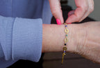 Renewed Radiance Gemstone Bracelet | Repurposed Brass Automotive Parts | Adjustable Gold Plated Chain