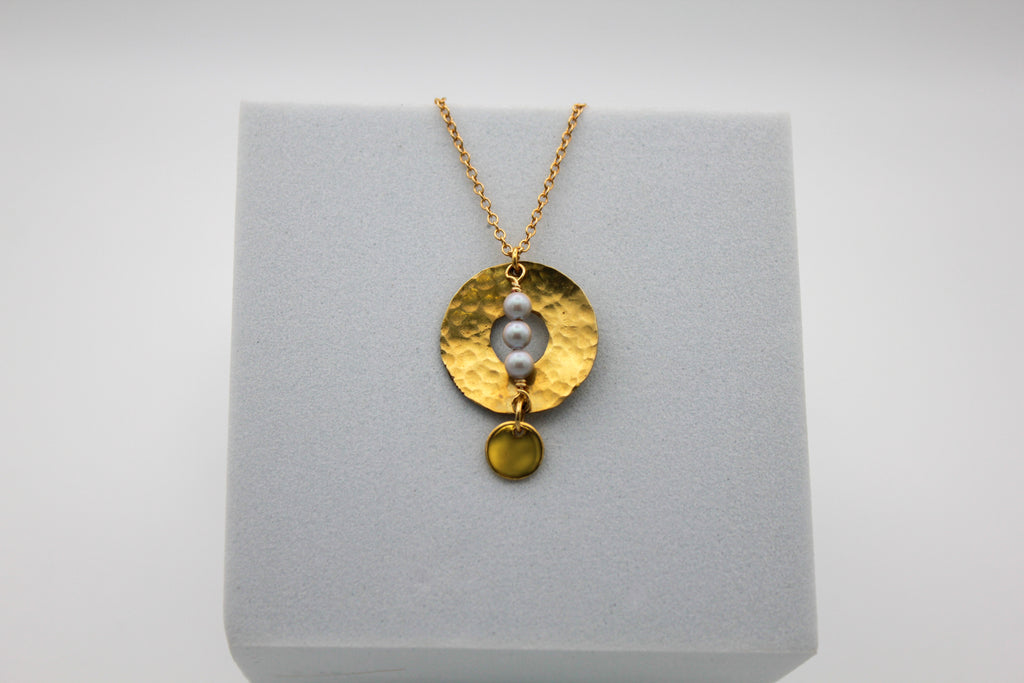 Inner Compass Necklace | Upcycled Brass Automotive Parts | Adjustable Gold Plated Chain