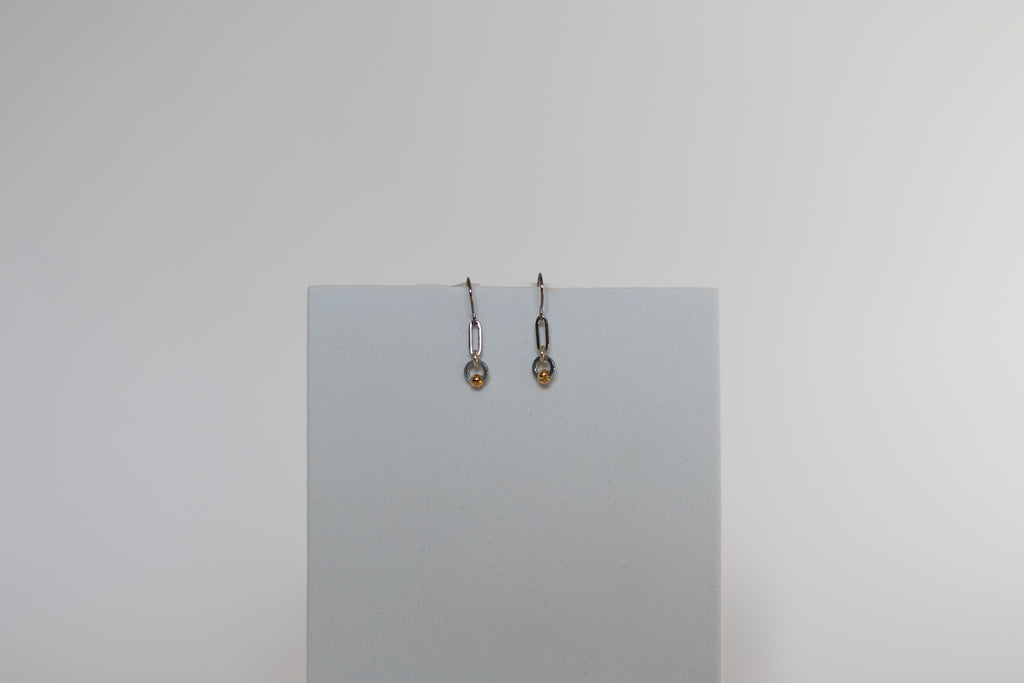 Sowing Seeds Earrings | Repurposed Auto Split Rings & Gold Plated Crimp Beads | Stainless Steel Ear Wire