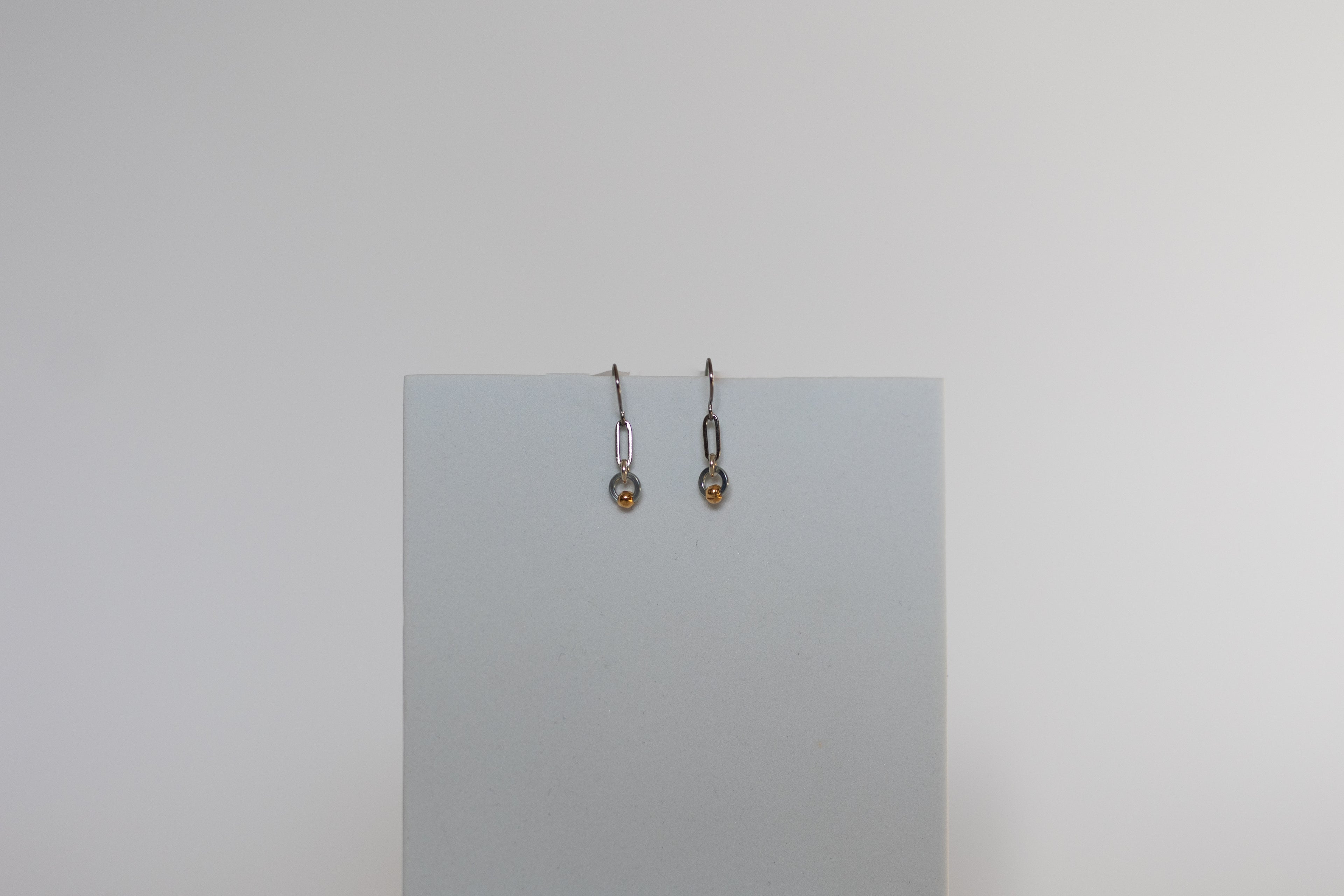 Sowing Seeds Earrings | Repurposed Auto Split Rings & Gold Plated Crimp Beads | Stainless Steel Ear Wire