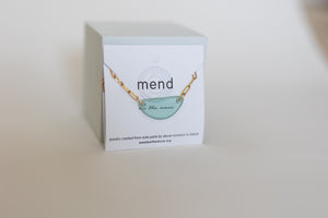 Tidal Pool 18K Gold Plated Paperclip Chain Necklace with Glass Pendant