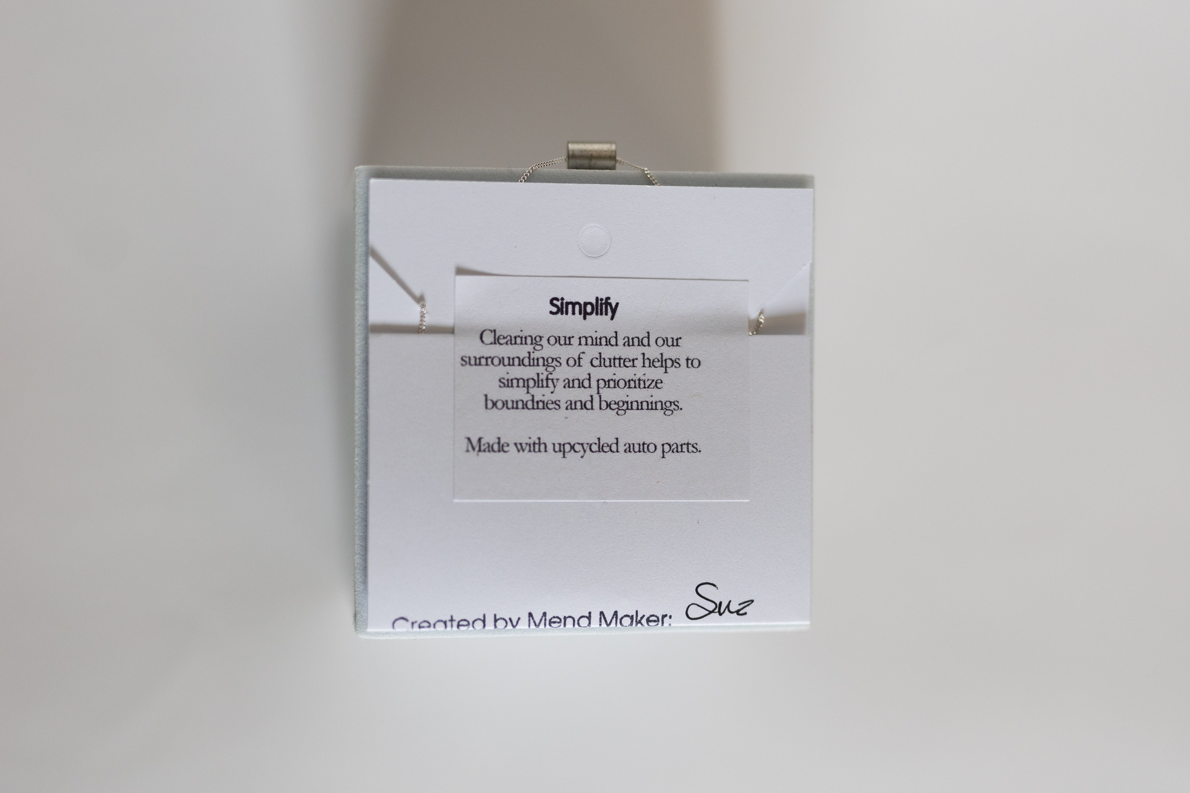 Simplify Necklace | Repurposed Tin Auto Ferrule | Sterling Silver Chain