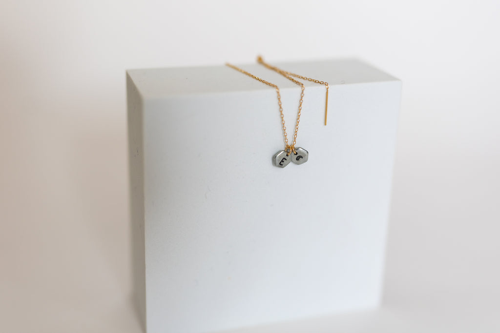 Known Adjustable Bracelet | Personalized Initials on Salvaged Steel Auto Part | 14K Gold-Filled Minimalist Chain