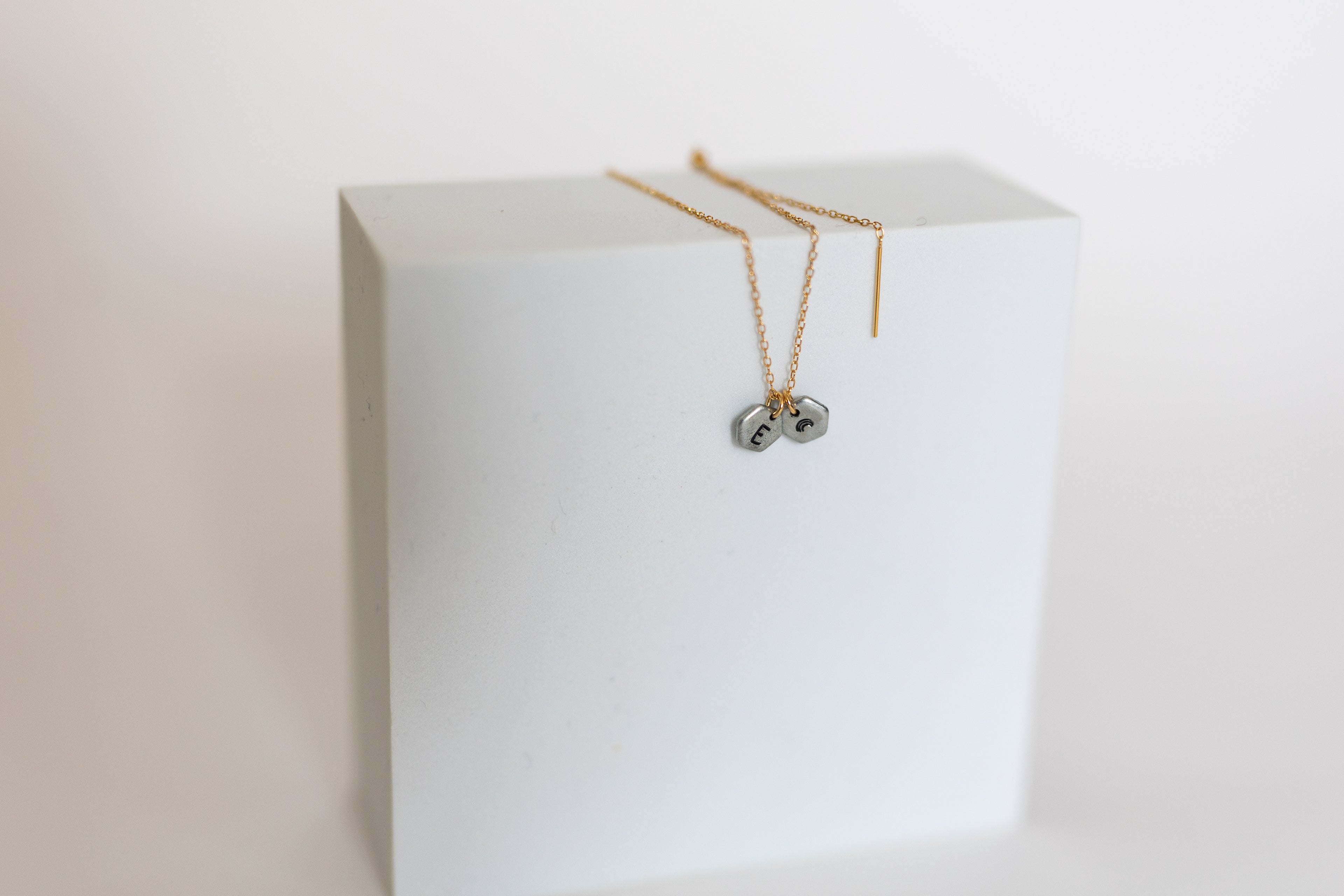 Known Adjustable Bracelet | Personalized Initials on Salvaged Steel Auto Part | 14K Gold-Filled Minimalist Chain