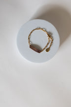 Refined Through Fire Bracelet | Fire Patina Repurposed Automotive Copper Brake Line | 18K Gold Plated Chain