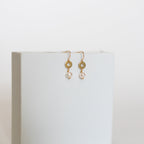 Promise Drop Earrings | Freshwater Pearl & Repurposed Brass Auto Parts | Gold Plated Ear Wire