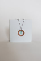 Restored Necklace | Repurposed Automotive Copper Washer & Windshield Glass | Stainless Steel Chain