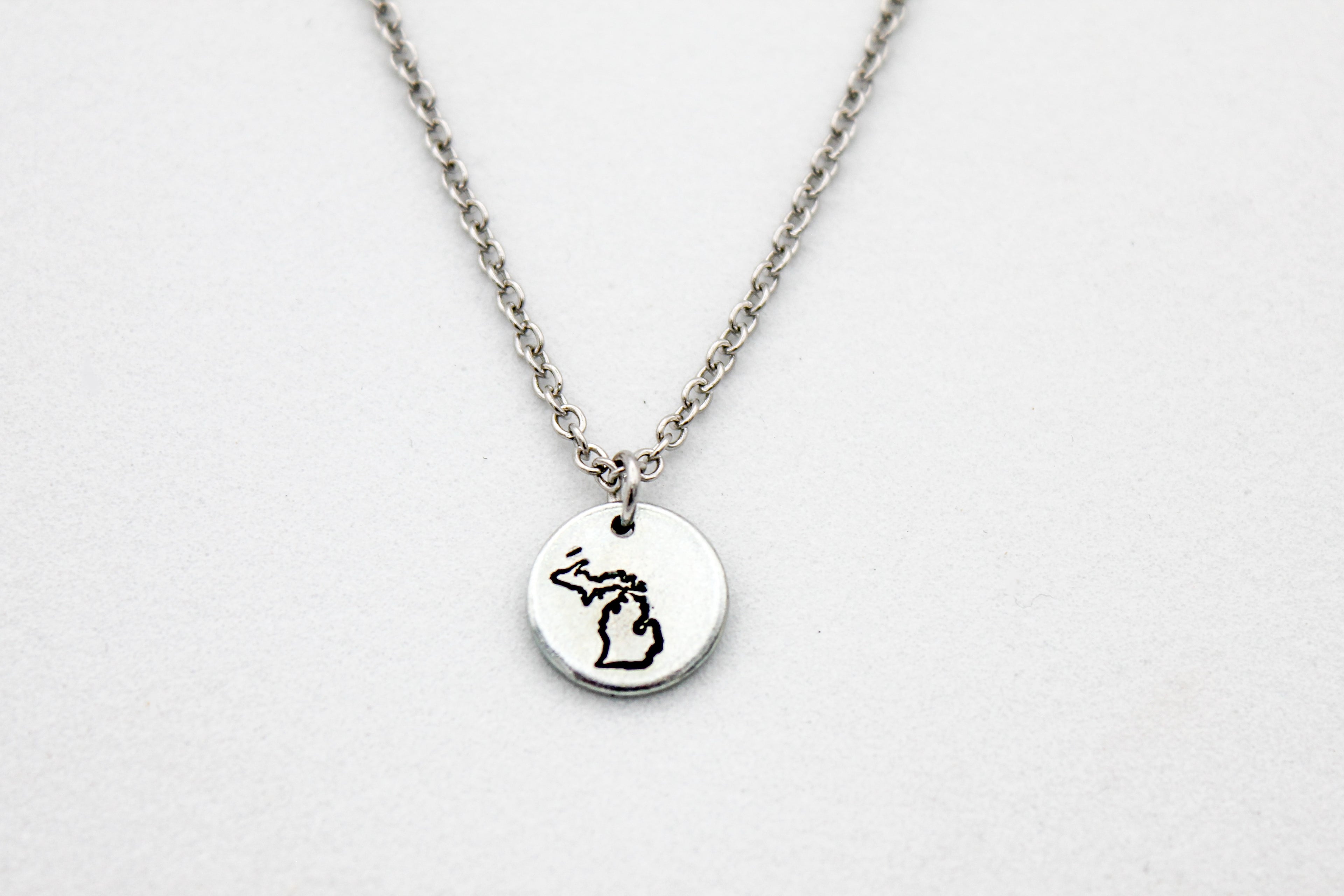 Seasons Michigan Necklace | Repurposed Steel Auto Parts | Adjustable Stainless Steel Chain
