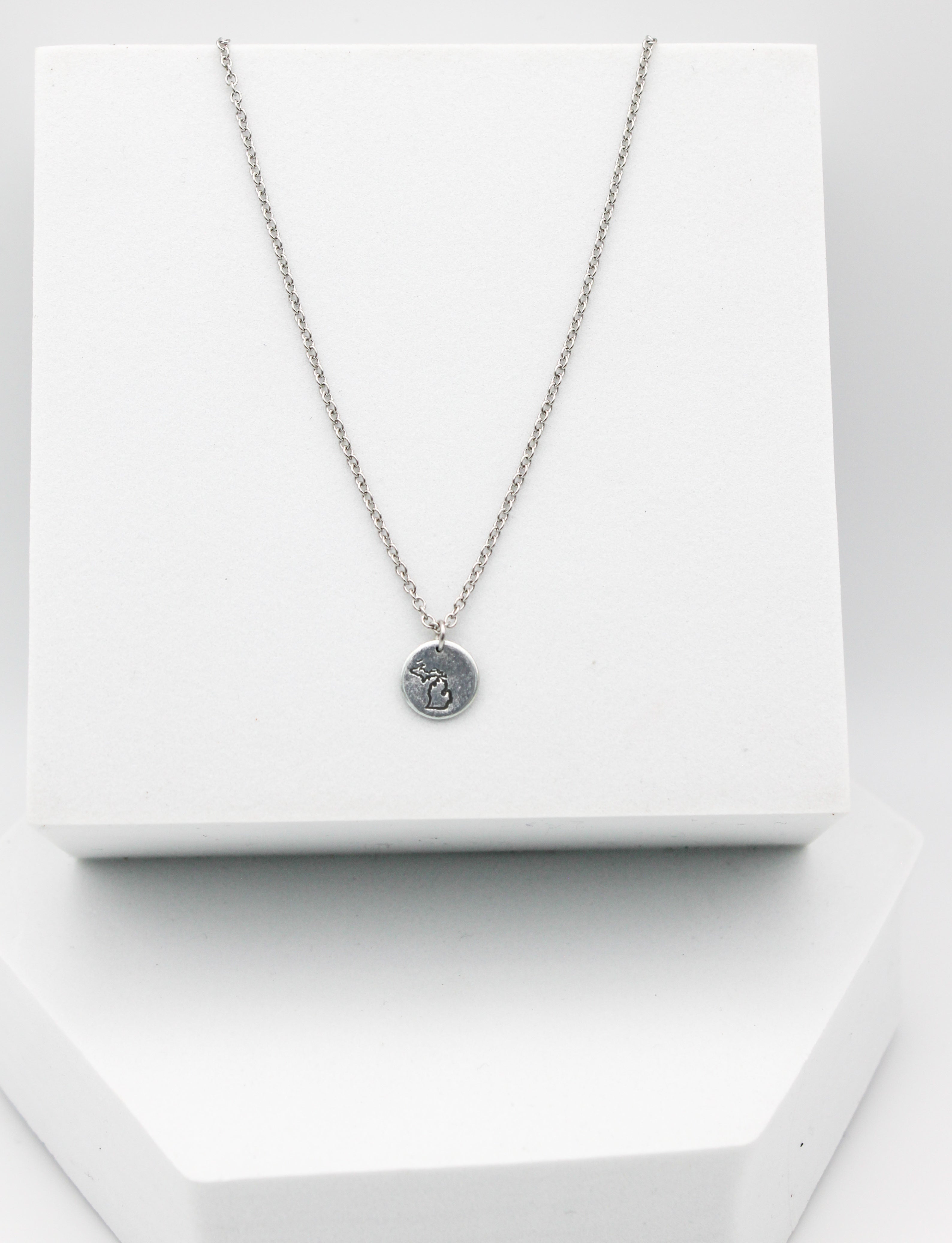 Seasons Michigan Necklace | Repurposed Steel Auto Parts | Adjustable Stainless Steel Chain