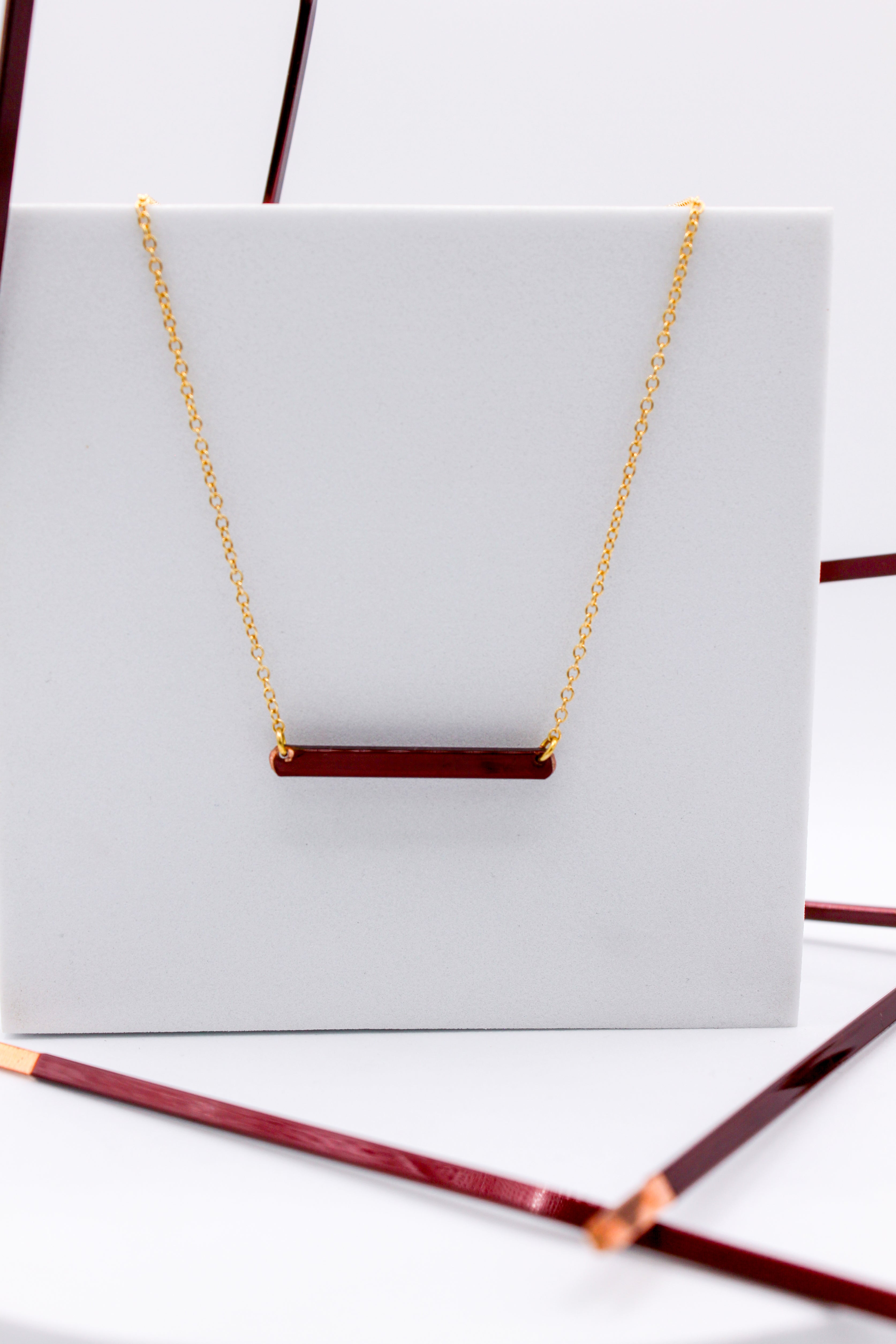 Spark Necklace | Repurposed Copper Hairpin for Electric Vehicles | Adjustable Gold Plated Chain