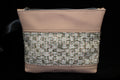 Piece by Piece Wristlet | Upcycled Auto Leather & Fabric | One of a Kind | Blush & Natural Tweed