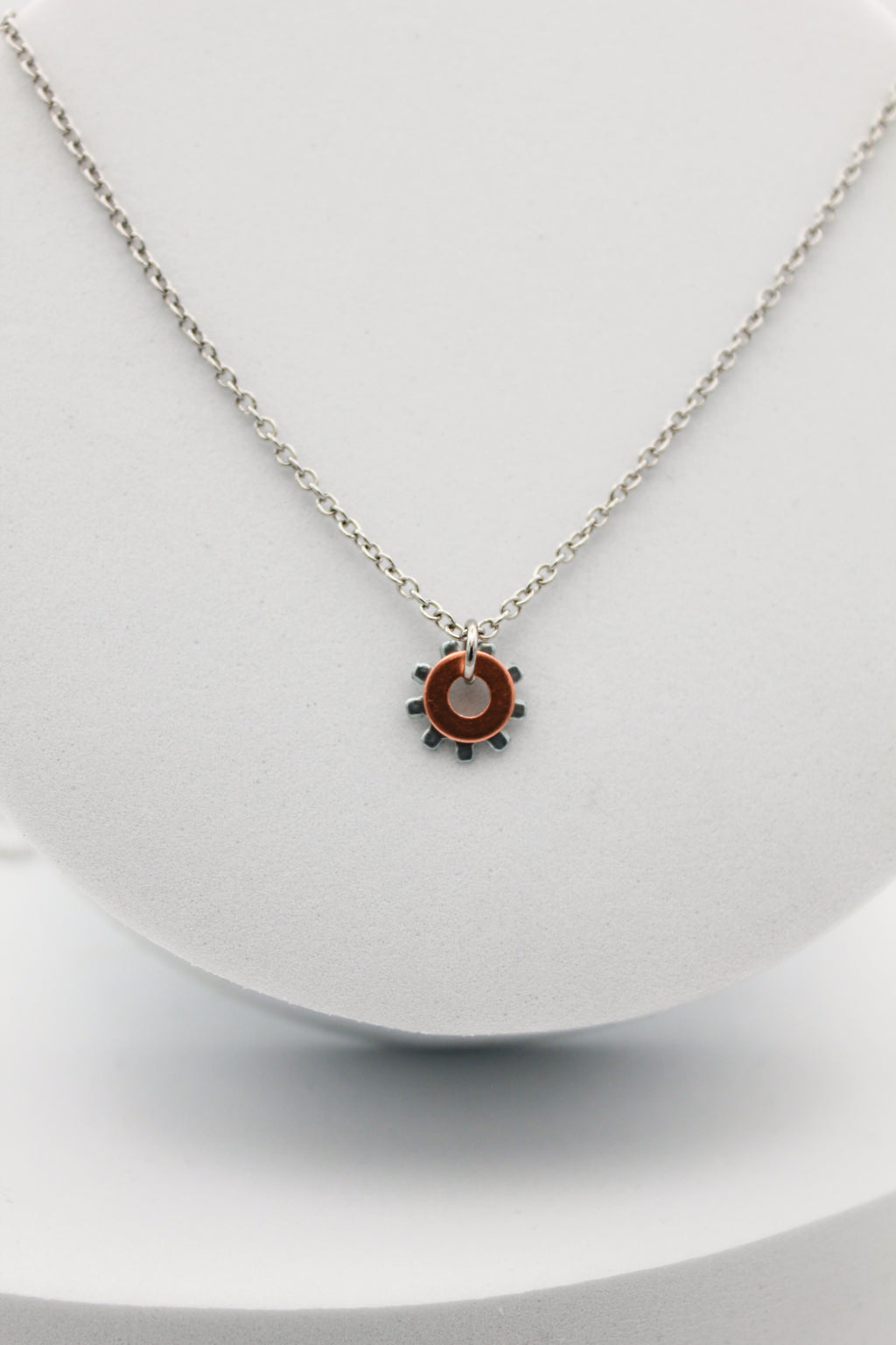 Shine Necklace | Salvaged Copper & Steel Auto Parts | Adjustable Stainless Steel Chain