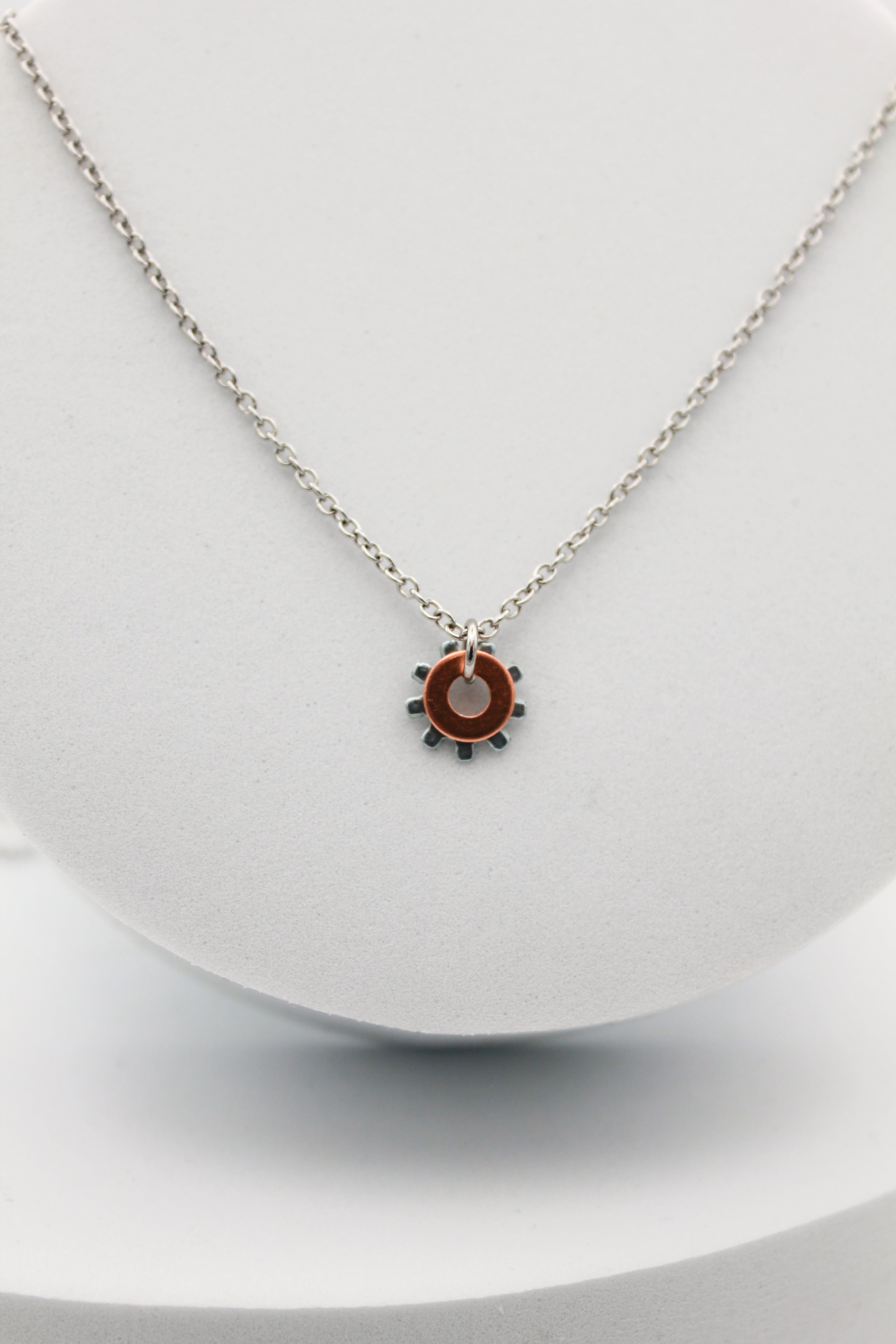 Shine Necklace | Salvaged Copper & Steel Auto Parts | Adjustable Stainless Steel Chain