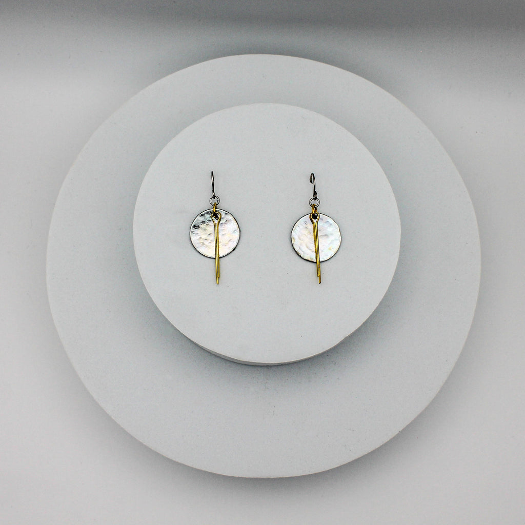 Full Circle Earrings | Repurposed Steel & Brass Automotive Parts | Stainless Steel Ear Wire