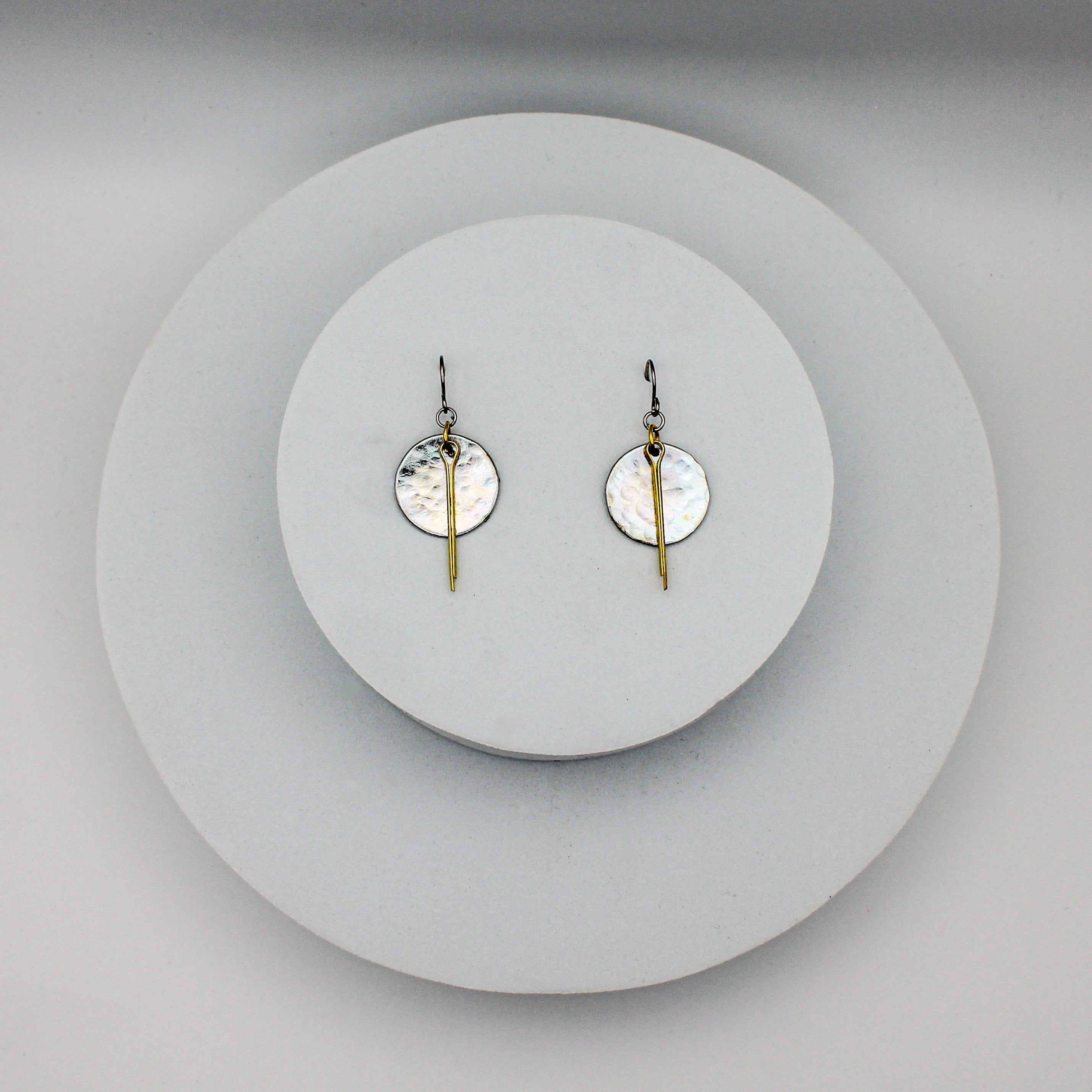 Full Circle Earrings | Repurposed Steel & Brass Automotive Parts | Stainless Steel Ear Wire
