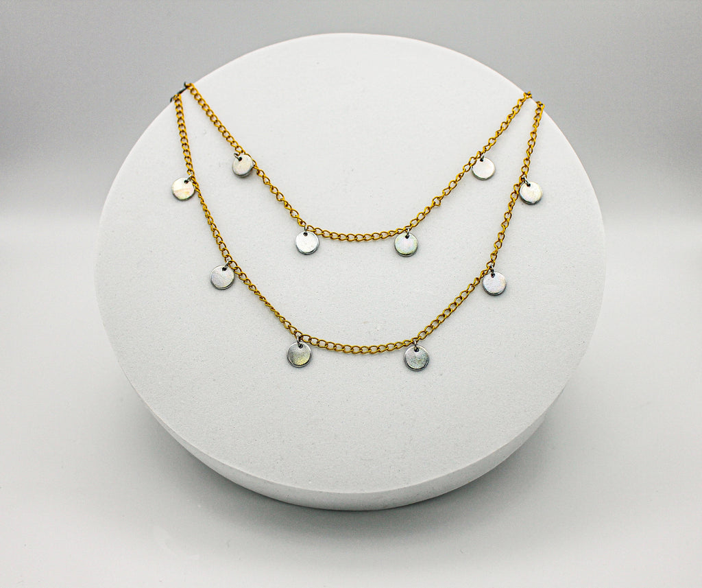 Worthy 2-in-1 Charm Necklace | Repurposed Stainless Steel Auto Parts | 18K Gold Plated Chain