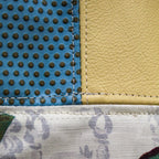 Patchwork Tote | Large Upcycled Auto Leather & Fabric | One of a Kind | Floral Print Purple, Red, Blue, Yellow