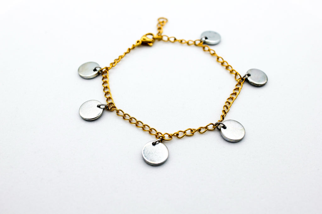 Worthy Charm Bracelet | Repurposed Steel Auto Parts | Adjustable 18K Gold Plated Chain