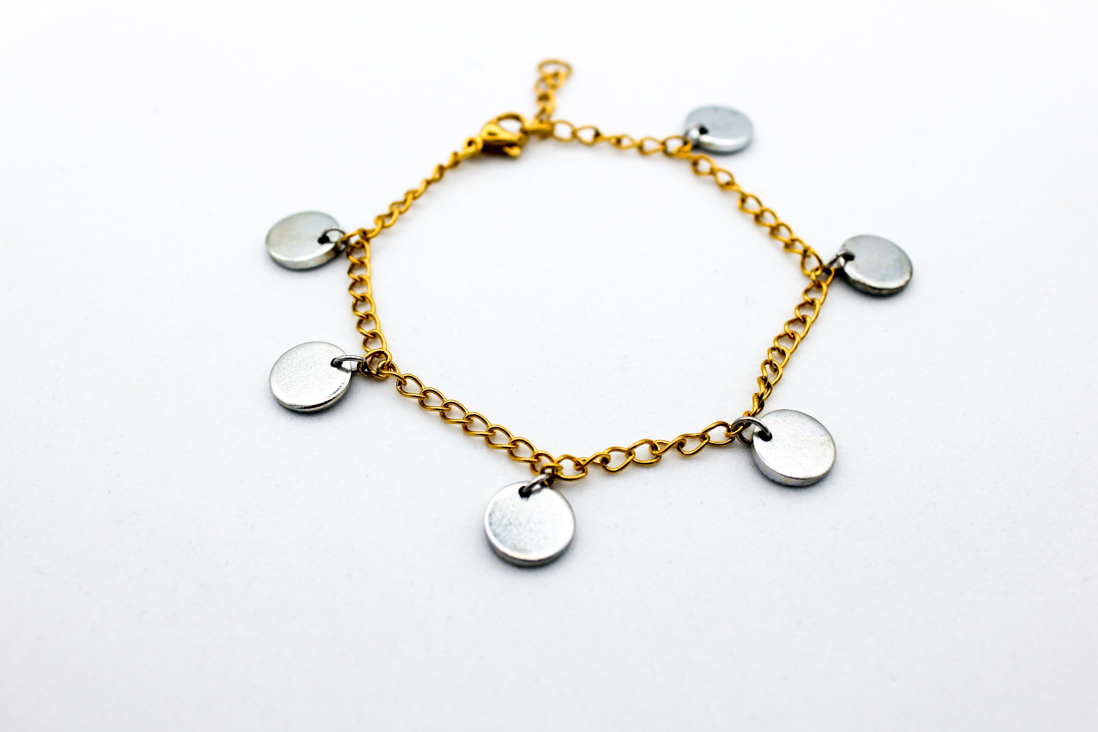 Worthy Charm Bracelet | Repurposed Steel Auto Parts | Adjustable 18K Gold Plated Chain
