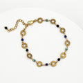 Renewed Radiance Gemstone Bracelet | Repurposed Brass Automotive Parts | Adjustable Gold Plated Chain