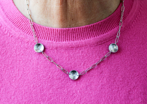 Brave Necklace | Repurposed Steel Automotive Parts | Stainless Steel Chain