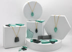 Visions Aqua Glass Necklace | Repurposed Automotive Windshield Glass | Adjustable Gold Plated Chain