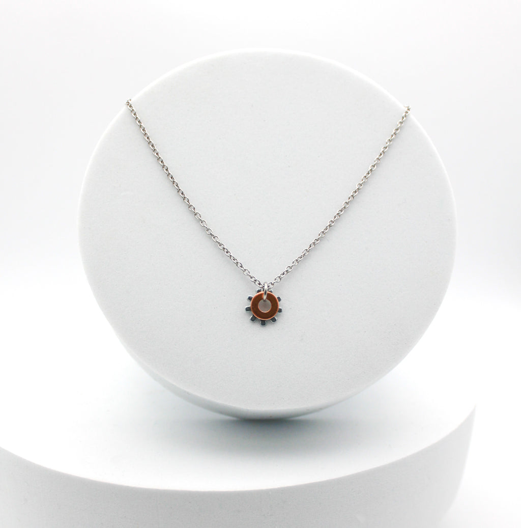 Shine Necklace | Salvaged Copper & Steel Auto Parts | Adjustable Stainless Steel Chain