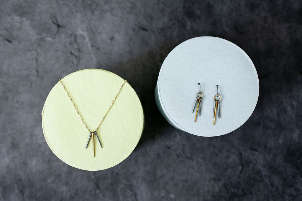 Trinity Necklace | Repurposed Automotive Cotter Pins | Gold Plated Chain