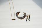 Refined Through Fire Earrings | FW Pearl & Repurposed Auto Copper Brake Line | Gold Plated Ear Wire