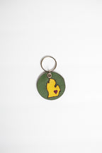 On the Move Michigan Keychain | Repurposed Automotive Leather | Team & Various Colors Available