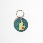 On the Move Michigan Keychain | Repurposed Automotive Leather | Team & Various Colors Available