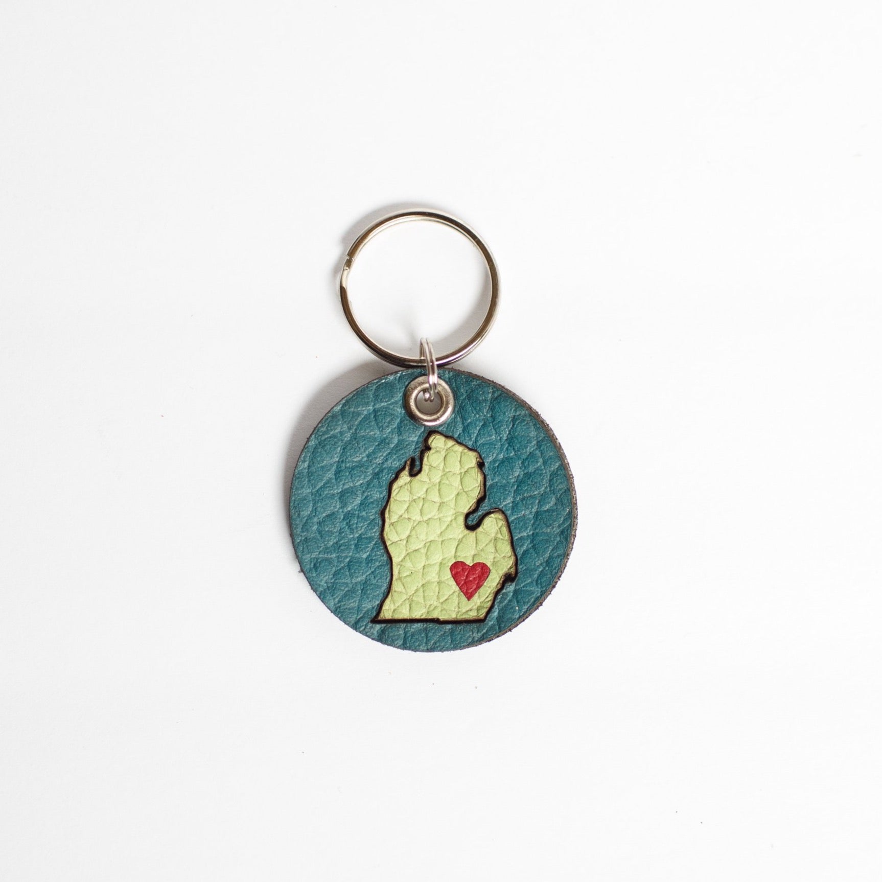 On the Move Michigan Keychain | Repurposed Automotive Leather | Team & Various Colors Available