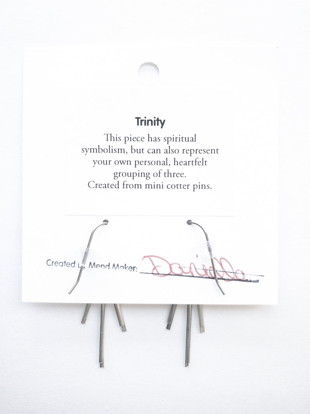 Trinity Earrings | Repurposed Automotive Cotter Pins | Stainless Steel Ear Wire