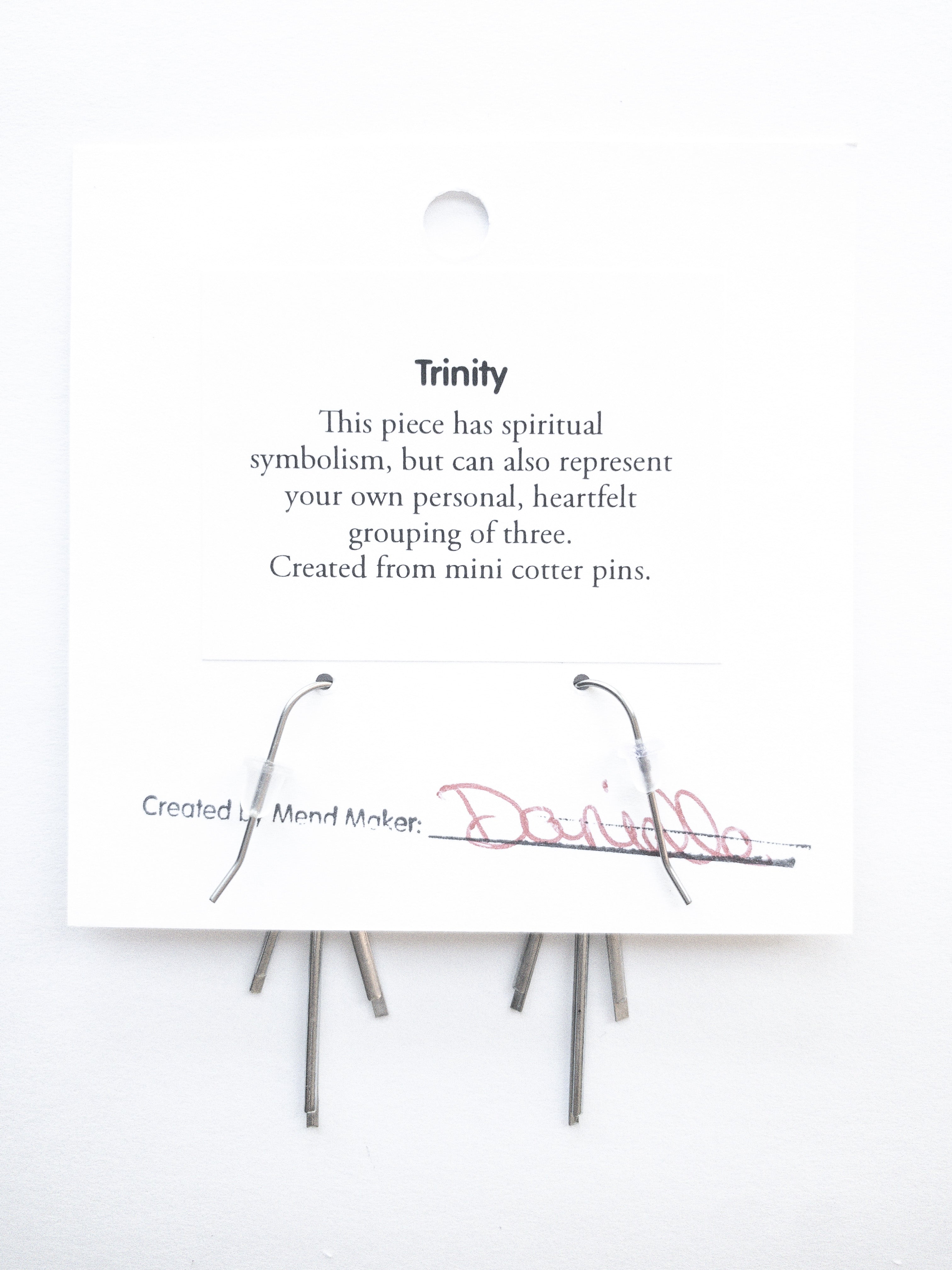 Trinity Earrings | Repurposed Automotive Cotter Pins | Stainless Steel Ear Wire
