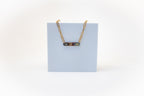 Refined Through Fire Bar Necklace | Repurposed Auto Brake Line | Fire Patina Finish | 18K Gold Plated Chain