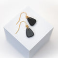 See Me Through Earrings | Repurposed Auto Windshield Glass in Aqua & Black | Gold Plated Ear Wire