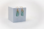 See Me Through Earrings | Repurposed Auto Windshield Glass in Aqua & Black | Gold Plated Ear Wire
