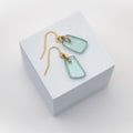 See Me Through Earrings | Repurposed Auto Windshield Glass in Aqua & Black | Gold Plated Ear Wire
