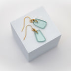 See Me Through Earrings | Repurposed Auto Windshield Glass in Aqua & Black | Gold Plated Ear Wire