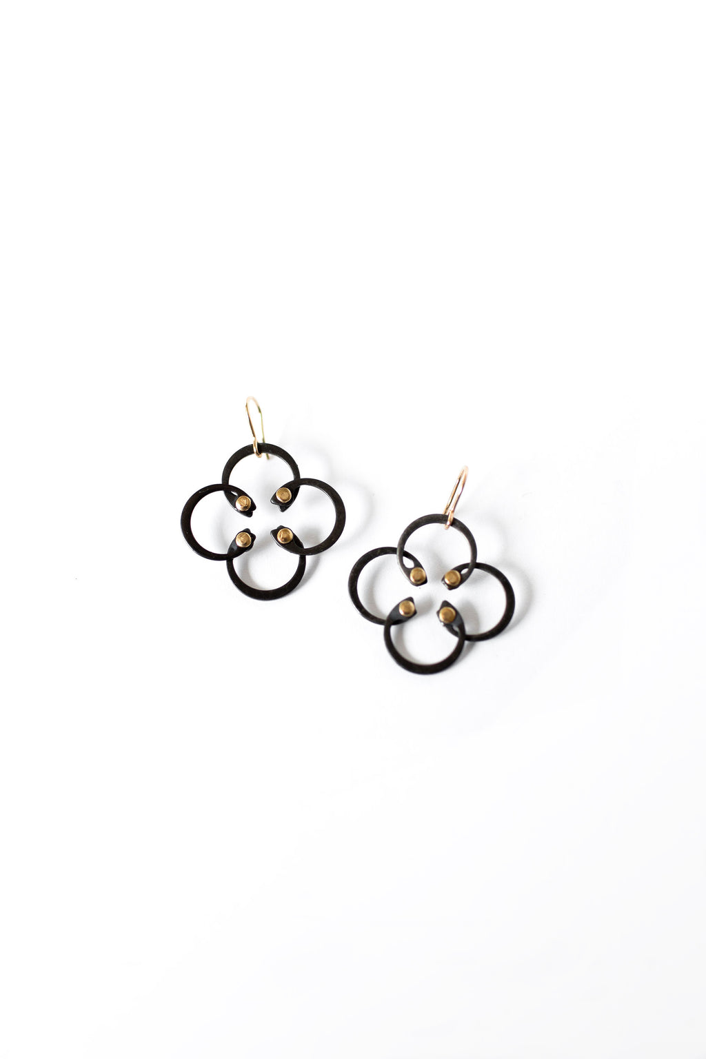 Mini Earrings | Repurposed Auto Retaining Rings & Brass Rivets | Gold Plated Ear Wire