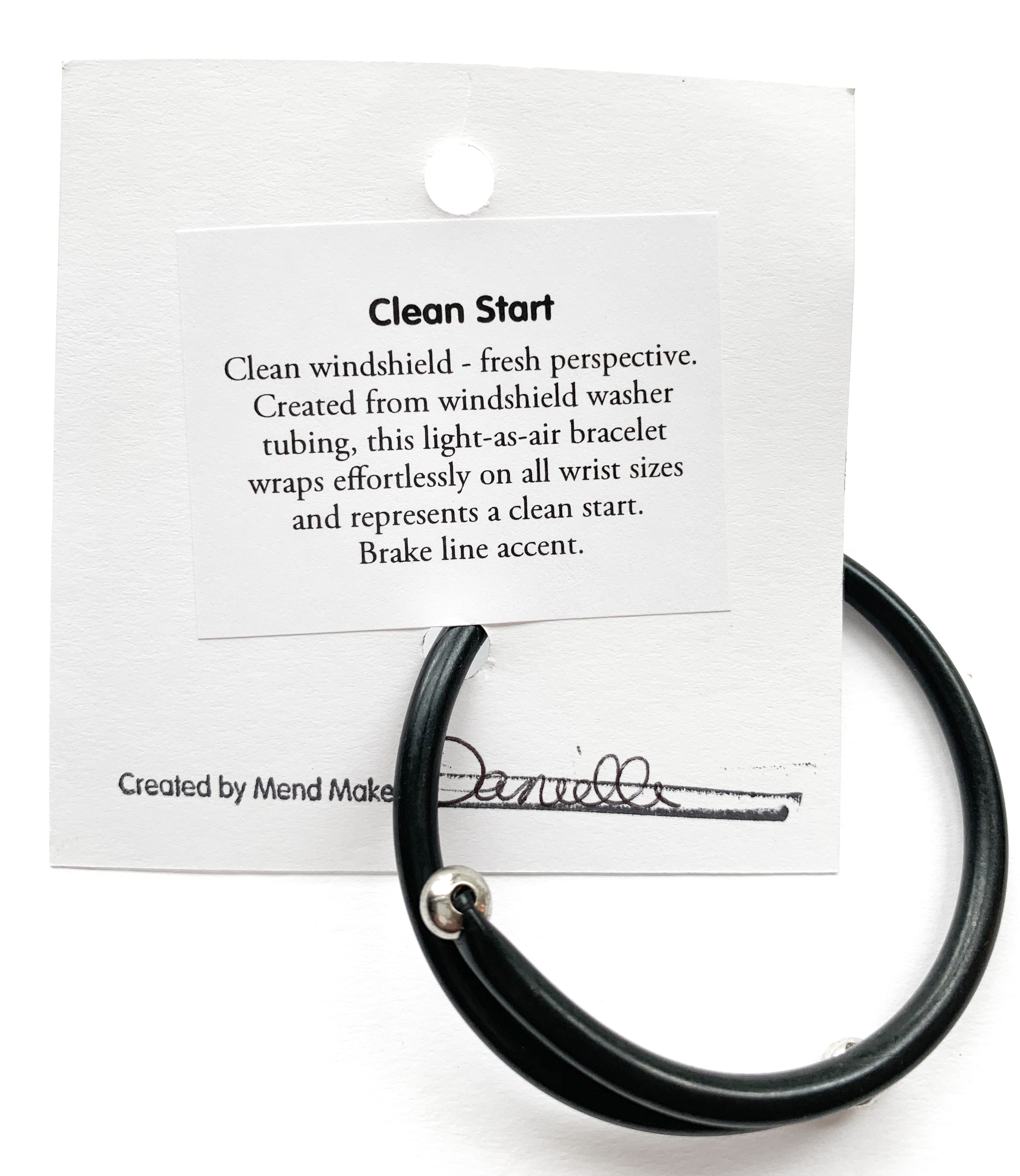 Clean Start Unisex Bracelet | Repurposed Automotive Steel Brake Line | Rubber Windshield Wiper Tubing