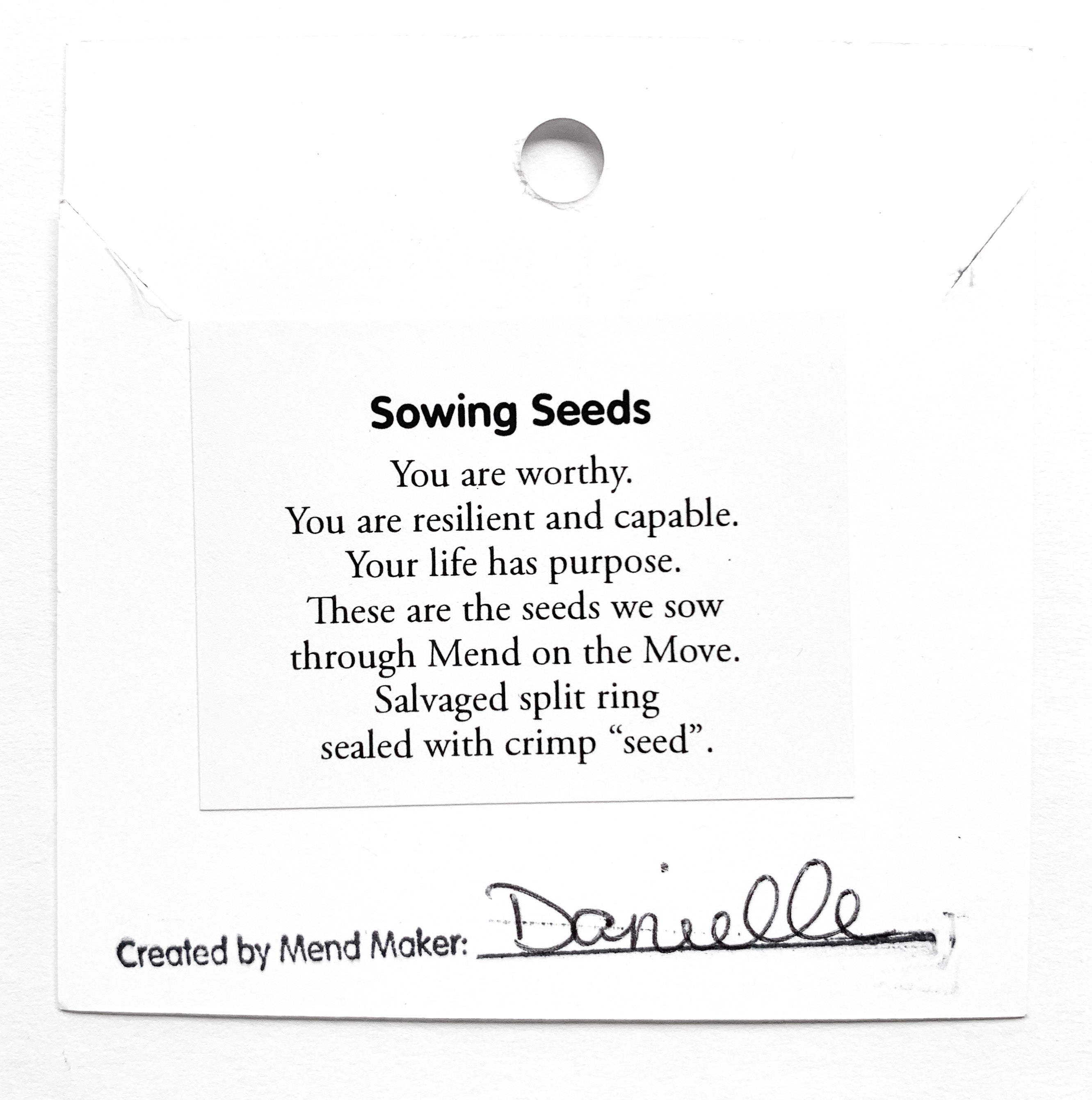 Sowing Seeds Necklace | Repurposed Auto Split Rings | Gold Plated Crimp Beads | Sterling Silver Chain