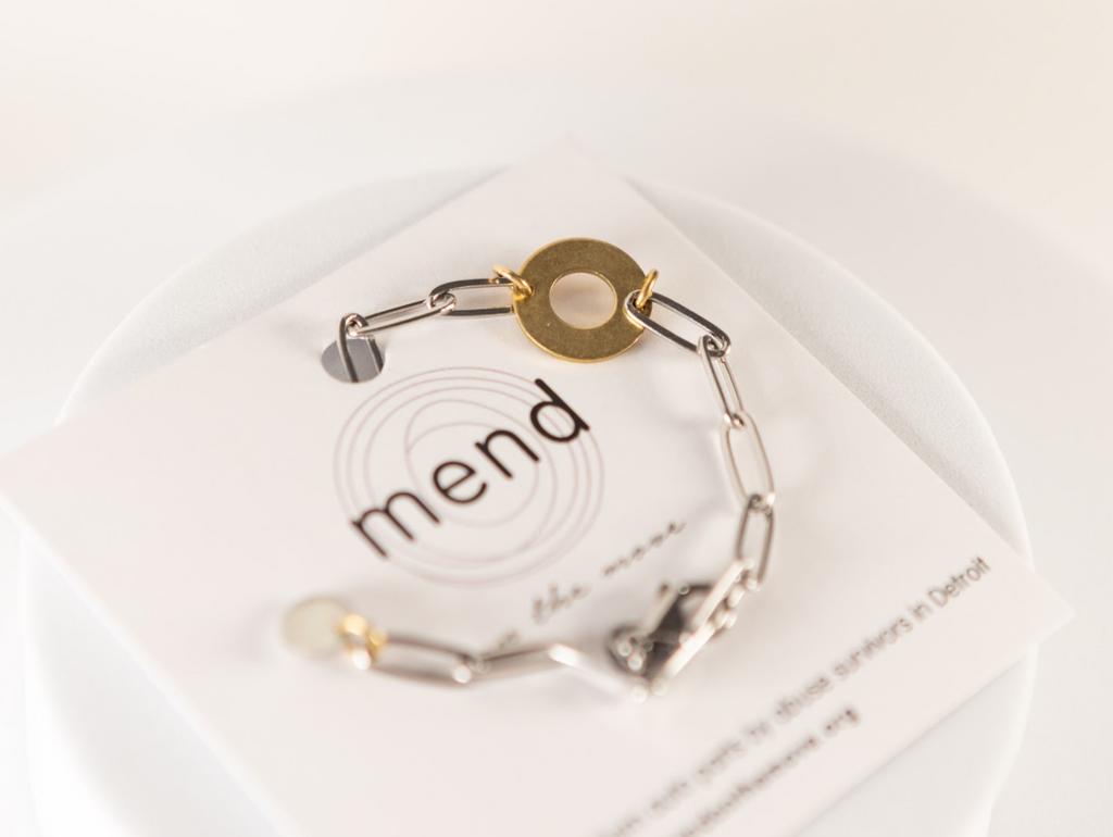 A Courageous Voice Bracelet | Repurposed Automotive Brass Washer & Stainless Steel Paperclip Chain