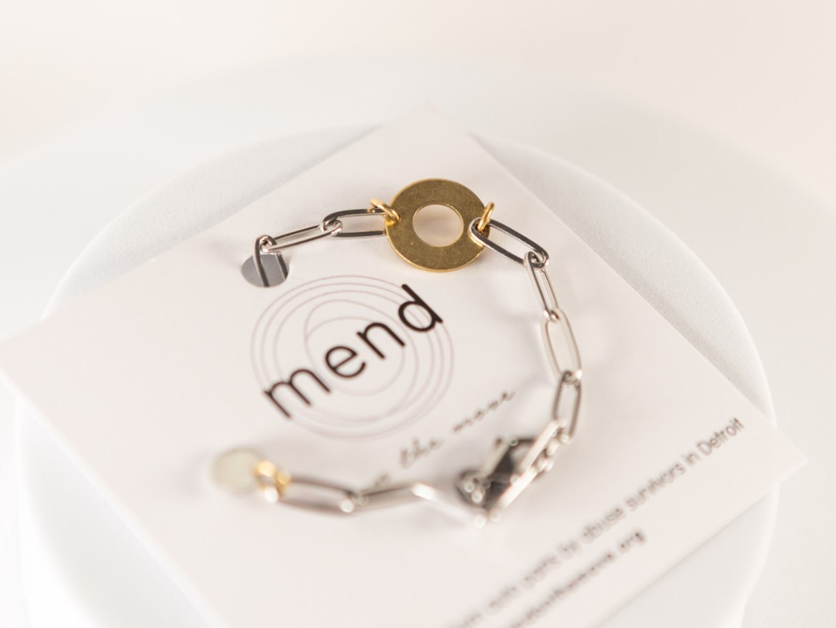 A Courageous Voice Bracelet | Repurposed Automotive Brass Washer & Stainless Steel Paperclip Chain