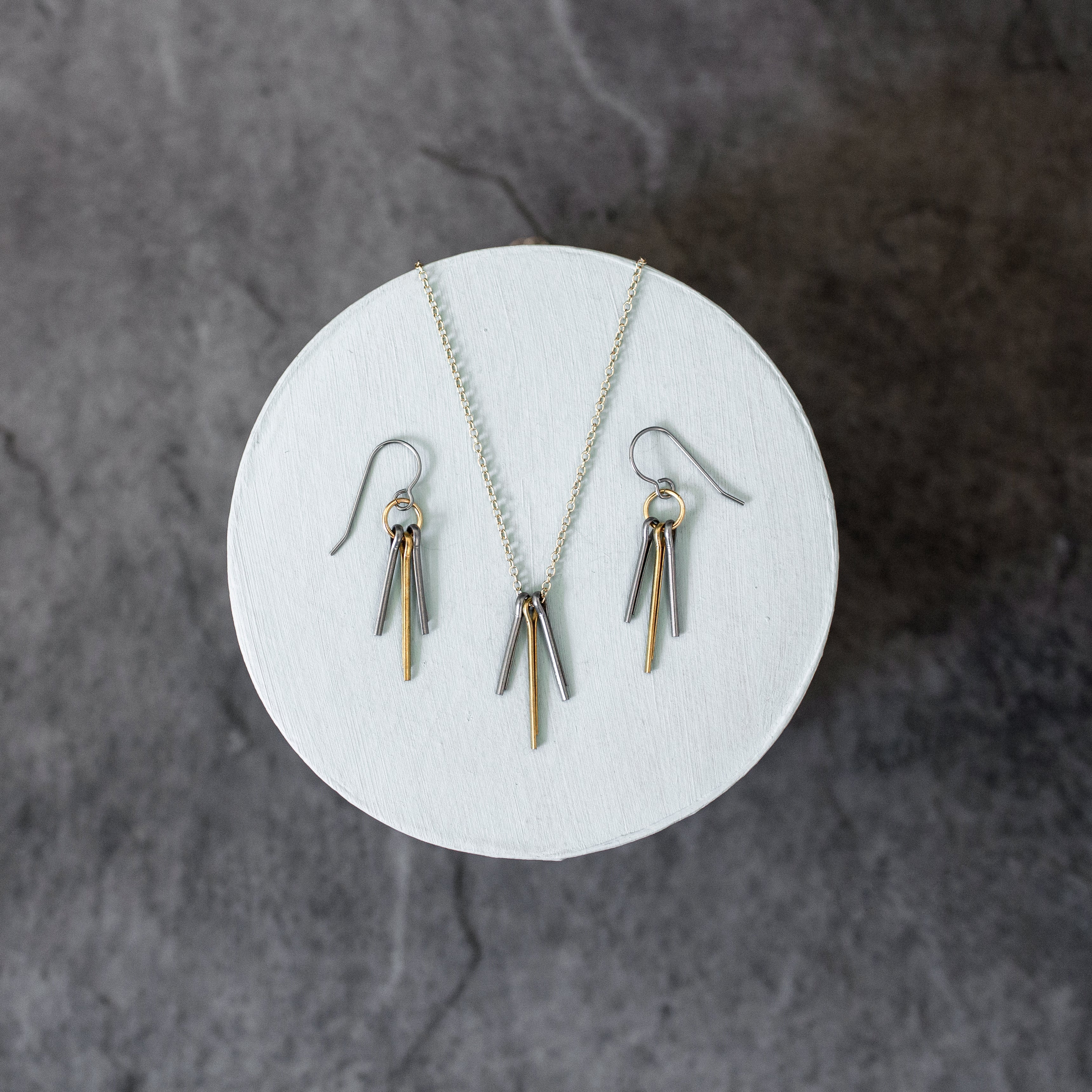 Trinity Necklace | Repurposed Automotive Cotter Pins | Gold Plated Chain
